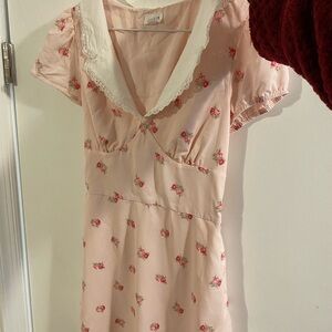 Le Lis Blush Pink Floral Dress with Lace Detail